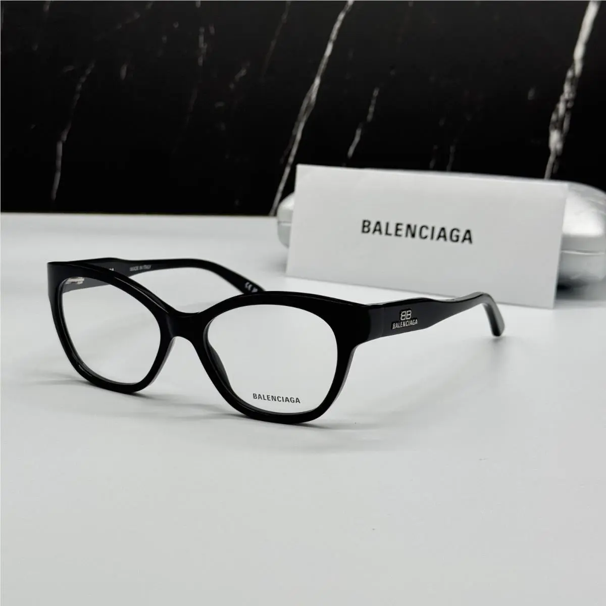 Balenciaga BB0213O 001 Cat Eye Black Women Eyeglasses Balenciaga