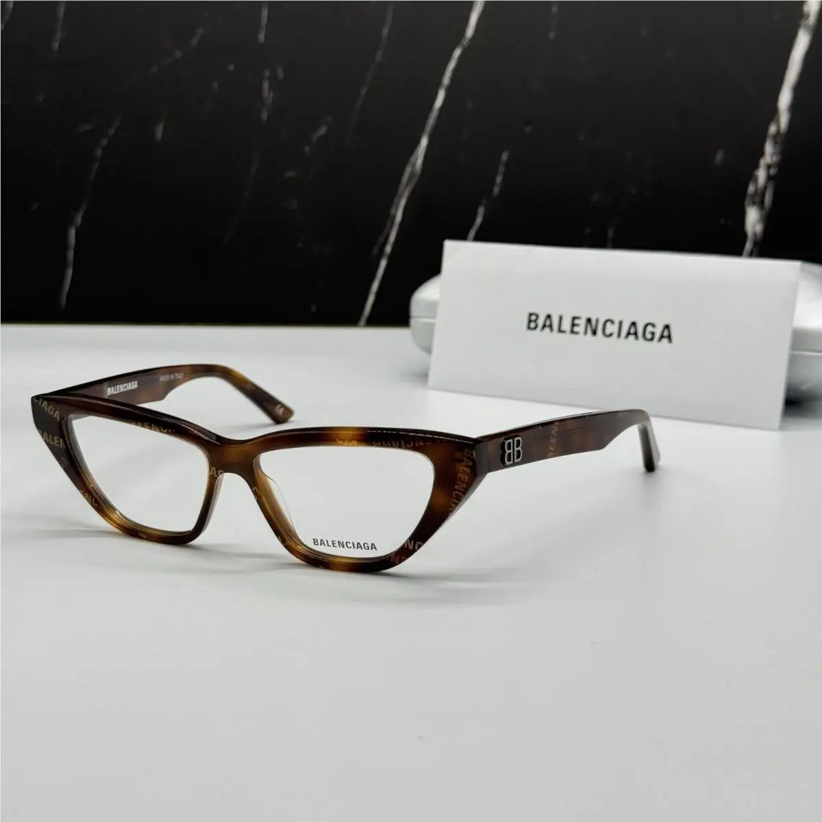 Balenciaga BB0128O 002 Cat Eye Havana Women Eyeglasses Balenciaga