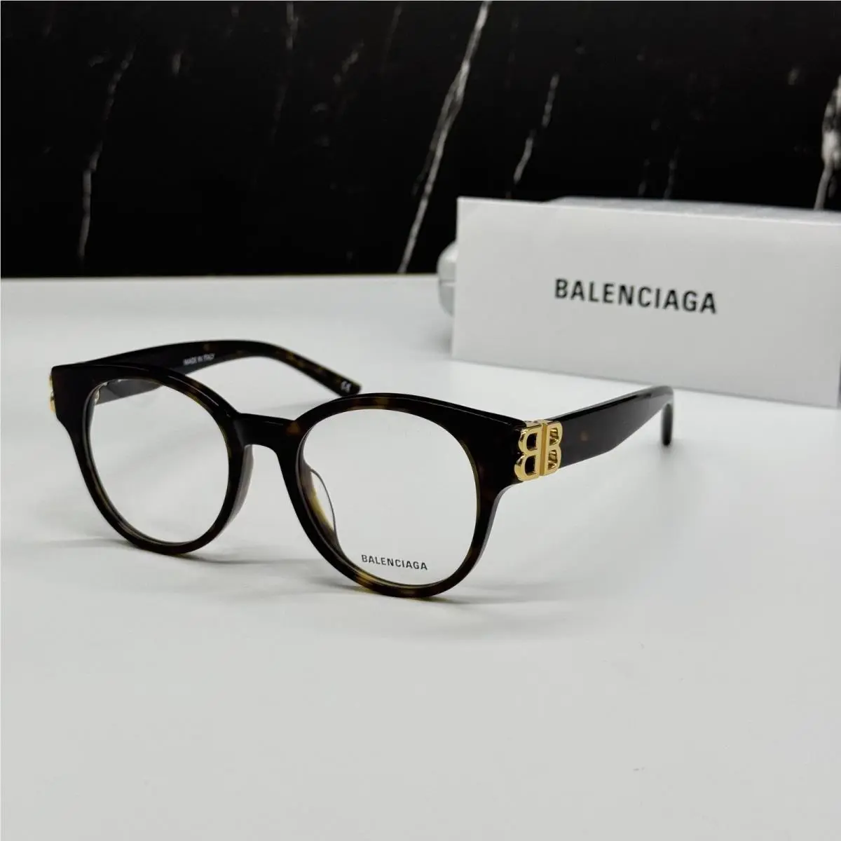 Balenciaga BB0173O 002 Round Havana Women Eyeglasses Balenciaga