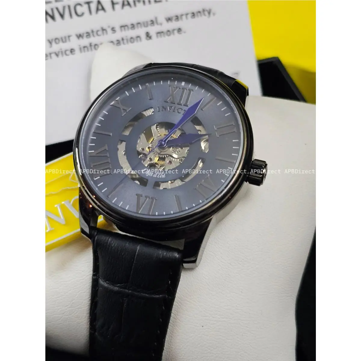 Invicta Objet D Art - Automatic - Skeleton Flame-fusion Black Leather Mens Watch