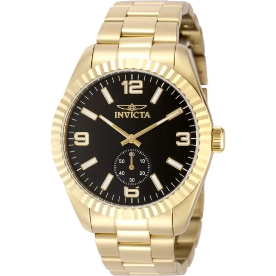 Invicta Specialty Quartz Black Dial Men`s Watch 49389 - Dial: Black, Band: Gold-tone, Bezel: Gold-tone