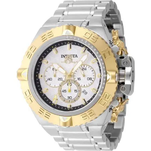 Invicta Men`s 50mm Subaqua Noma IV Quartz Chronograph Gold/silver Tone SS Watch - Dial: Gold, Silver, Black, Band: Silver-tone, Bezel: Gold