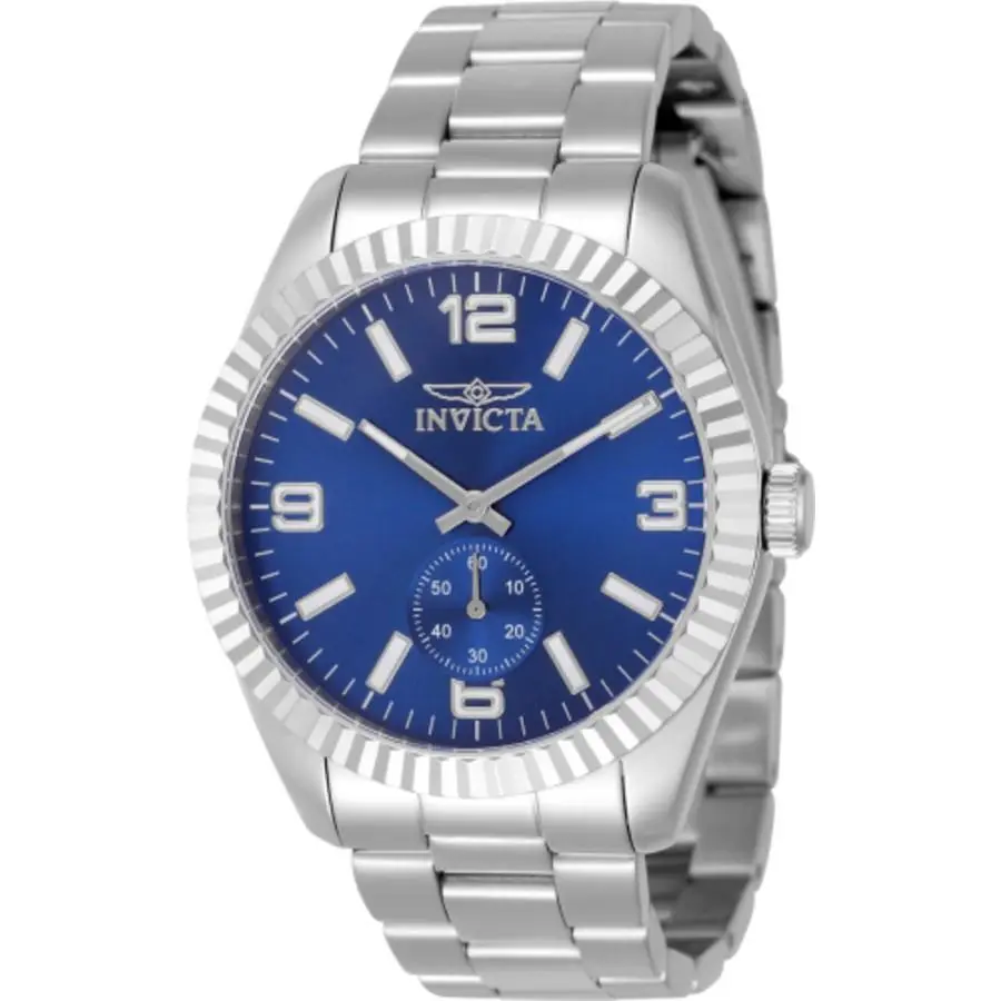 Invicta Specialty Quartz Blue Dial Men`s Watch 49382 - Dial: Blue, Band: Silver-tone, Bezel: Silver-tone