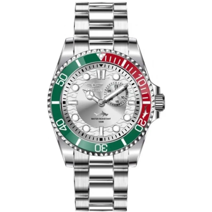 Invicta Pro Diver Quartz Silver Dial Men`s Watch 49276 - Dial: Silver-tone, Band: Silver-tone, Bezel: Silver-tone