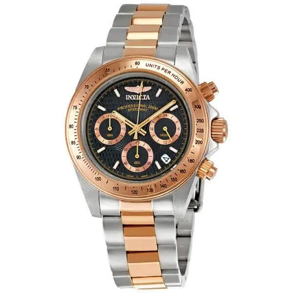 Invicta Professional Speedway Chronograph Black Dial Men`s Watch 6932 - Black / Gold / Rose, Dial: Black Sunray, Band: Two-tone (Silver-tone and 23kt Rose Gold-plated)