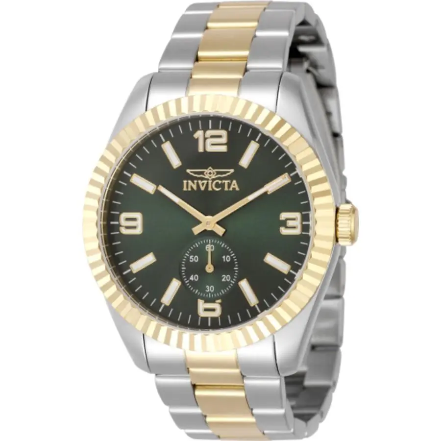 Invicta Specialty Quartz Green Dial Men`s Watch 49386 - Dial: Green, Band: Two-tone (Gold and Silver-tone), Bezel: Silver-tone