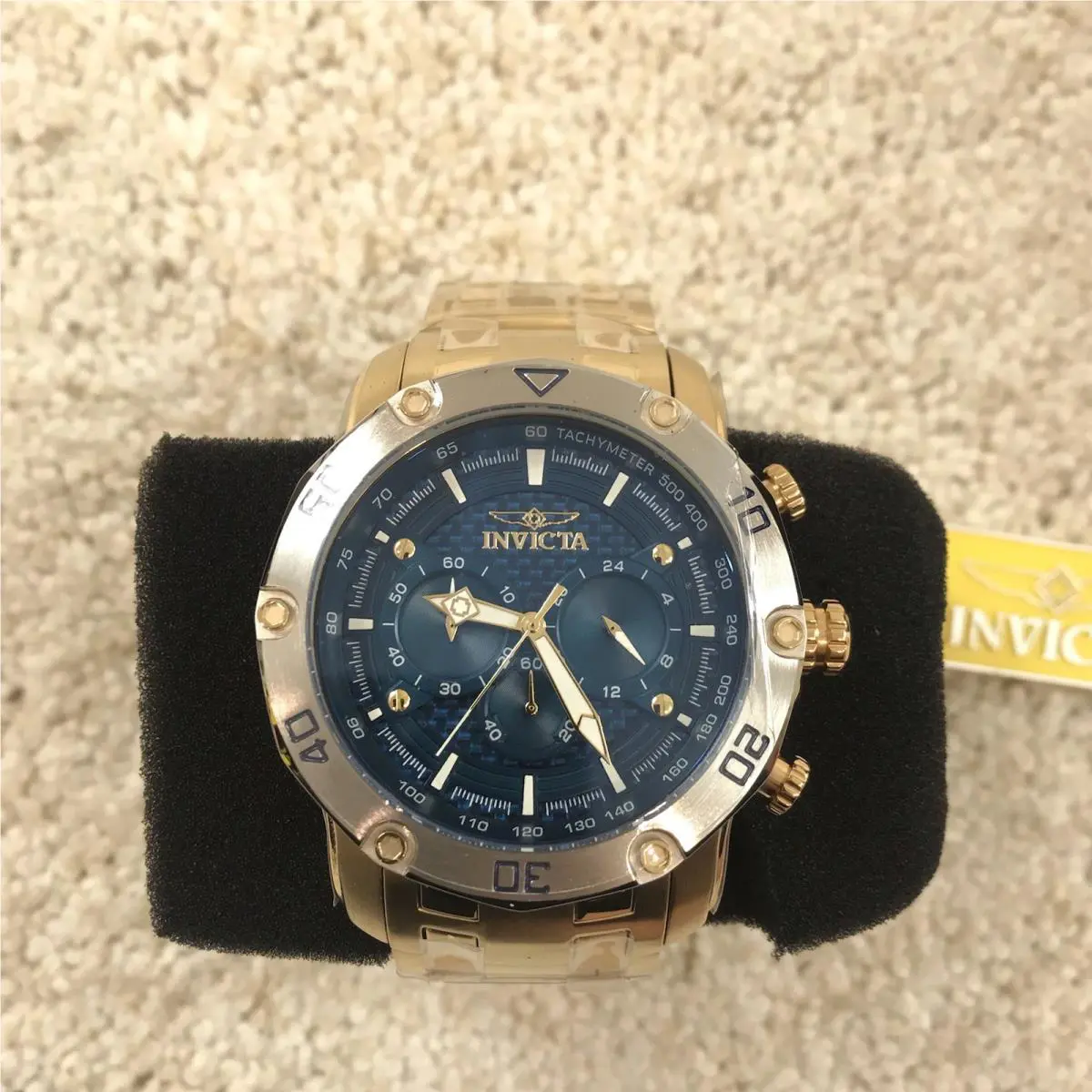 Invicta Pro Diver Mens Watch 50mm Gold 38444 Blue Dial
