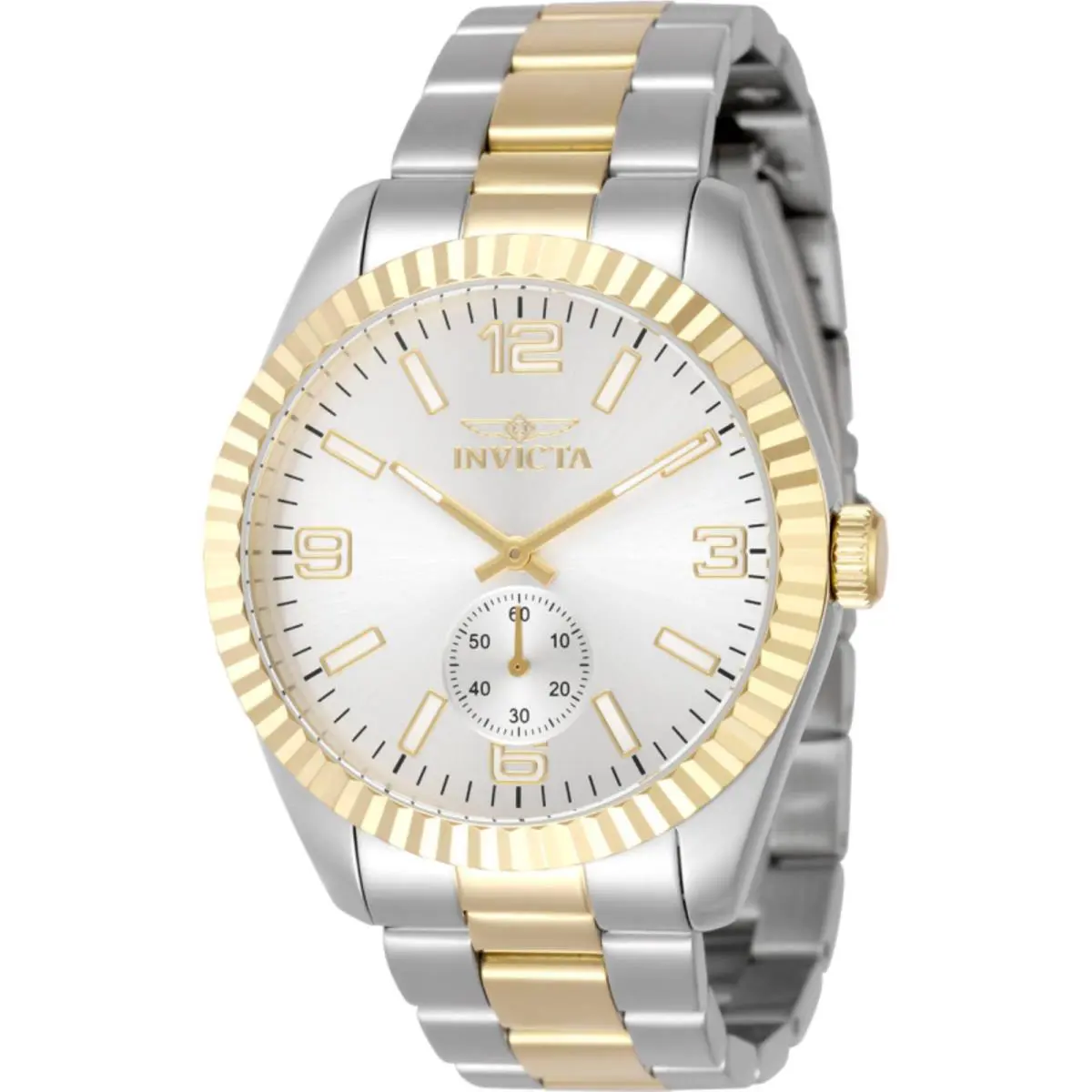 Invicta Men`s Watch Specialty Quartz Silver Dial Two Tone Steel Bracelet 49385 - Dial: Silver, Band: Silver,Yellow