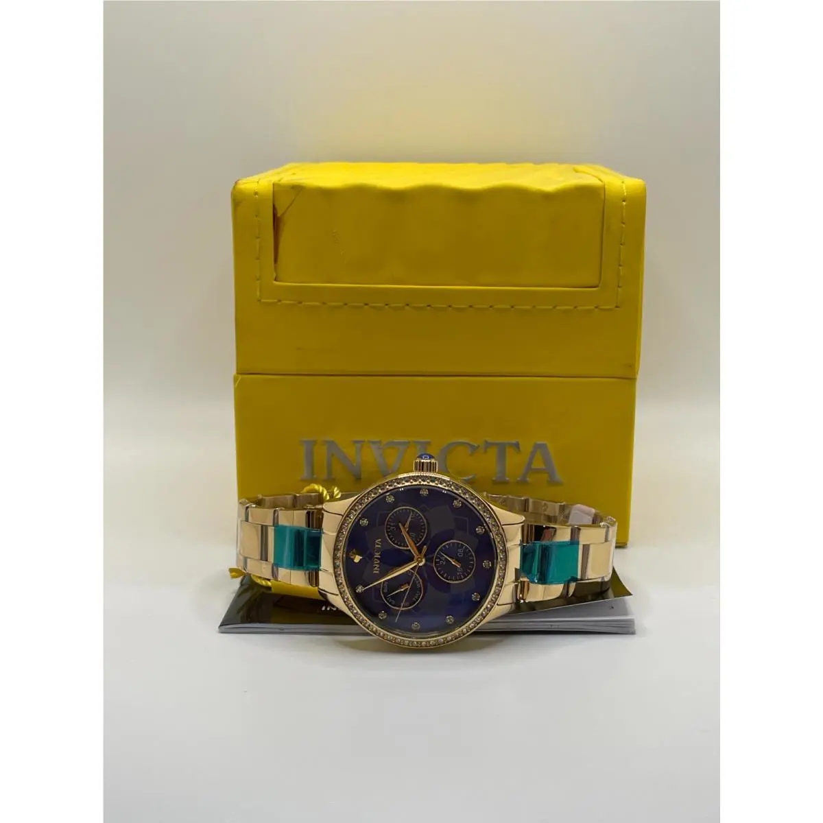 Invicta Wildflower 29095 Womens Gold Band Blue Dial Water-resistant Wristwatch
