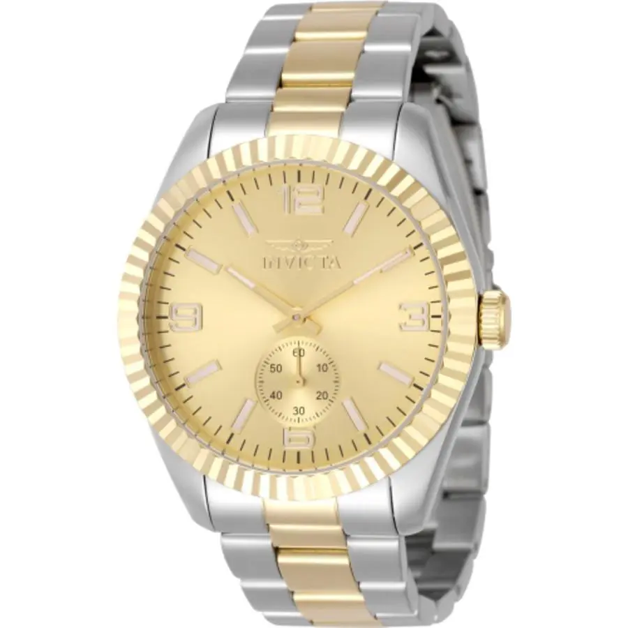 Invicta Specialty Quartz Gold Dial Men`s Watch 49388 - Dial: Gold-tone, Band: Two-tone (Silver-tone and Gold-tone), Bezel: Silver-tone
