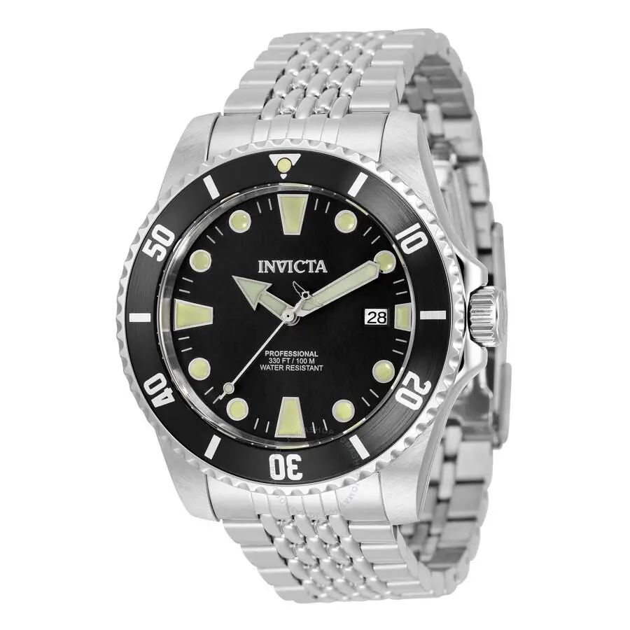 Invicta Pro Diver Lume Markers Men`s 44mm Black Dial Japan Automatic Watch 33502