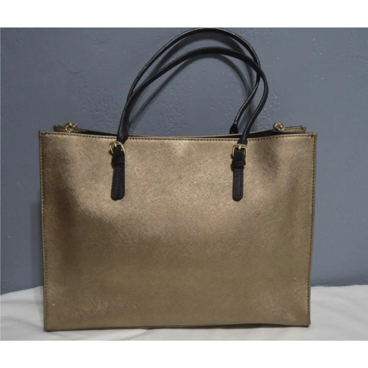 Calvin Klein Women`s Antique Bronze Leather Tote Shoulder Bag