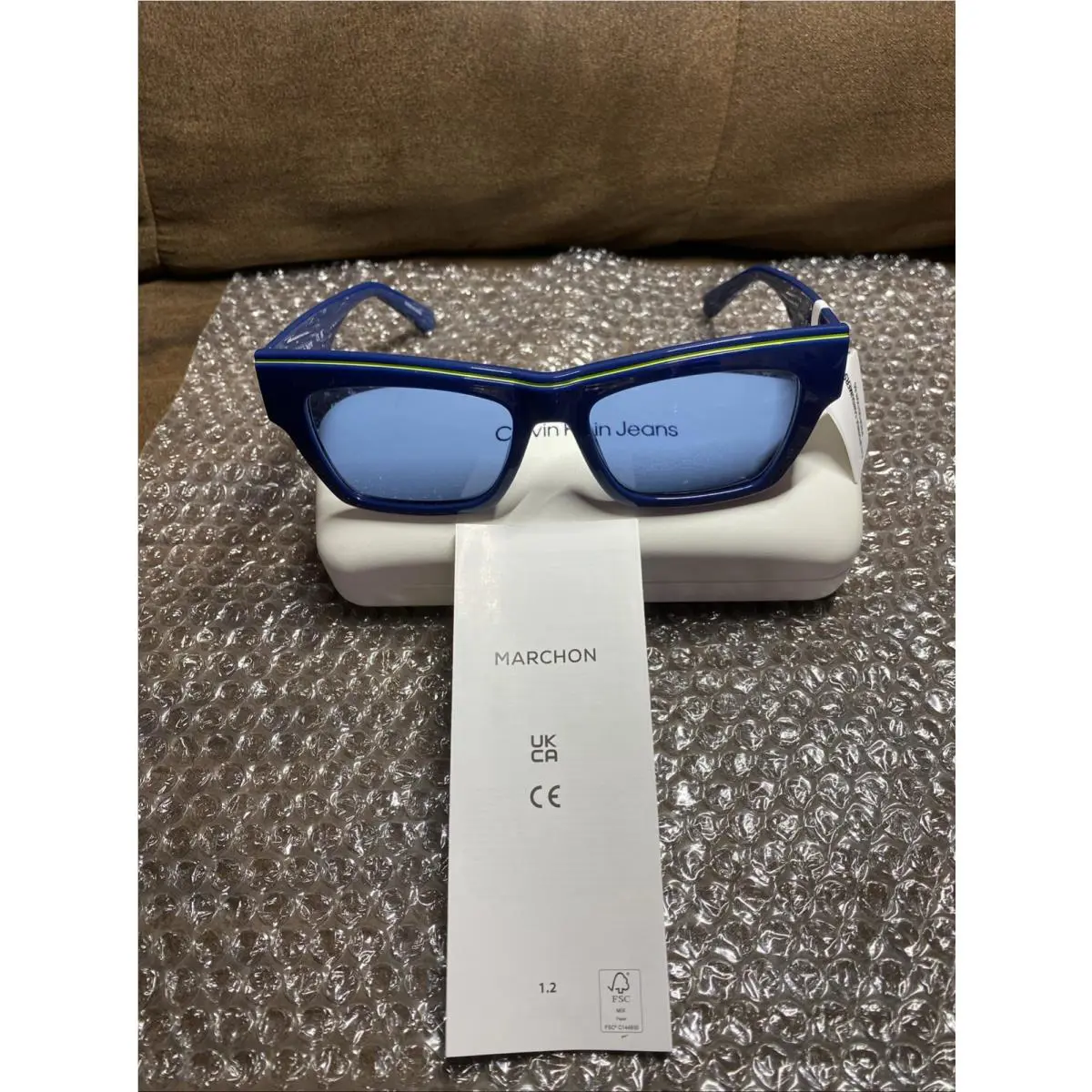 Calvin Klein Sunglasses CKJ24602S Marchon Blue Frame In White Case - Frame: Blue, Lens: Blue