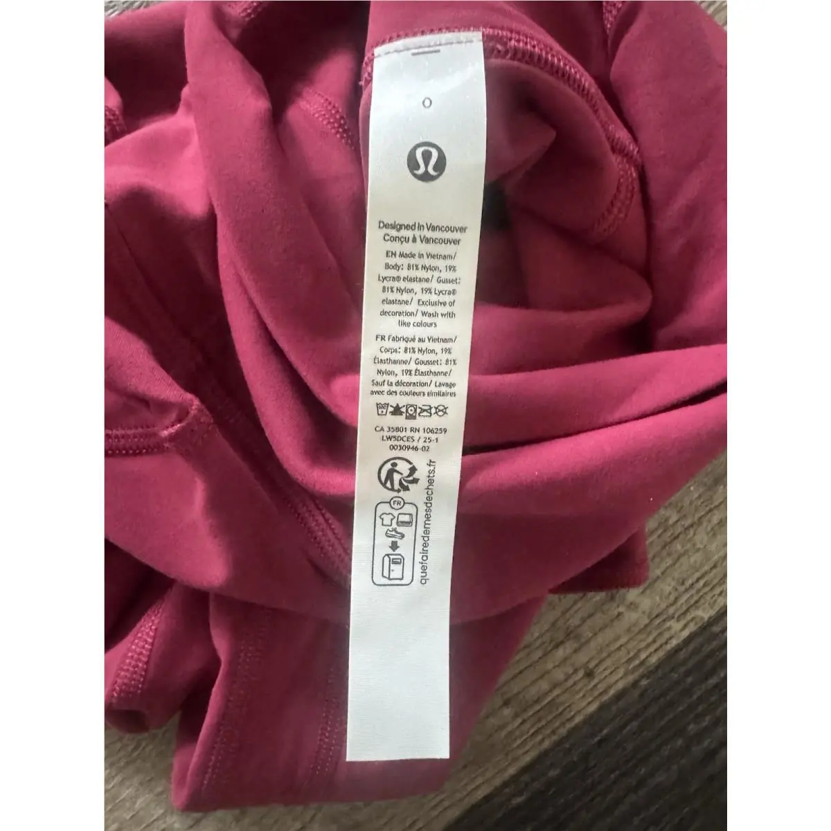 Lululemon clothing - II25 - II25 - Magenta Smoke 1