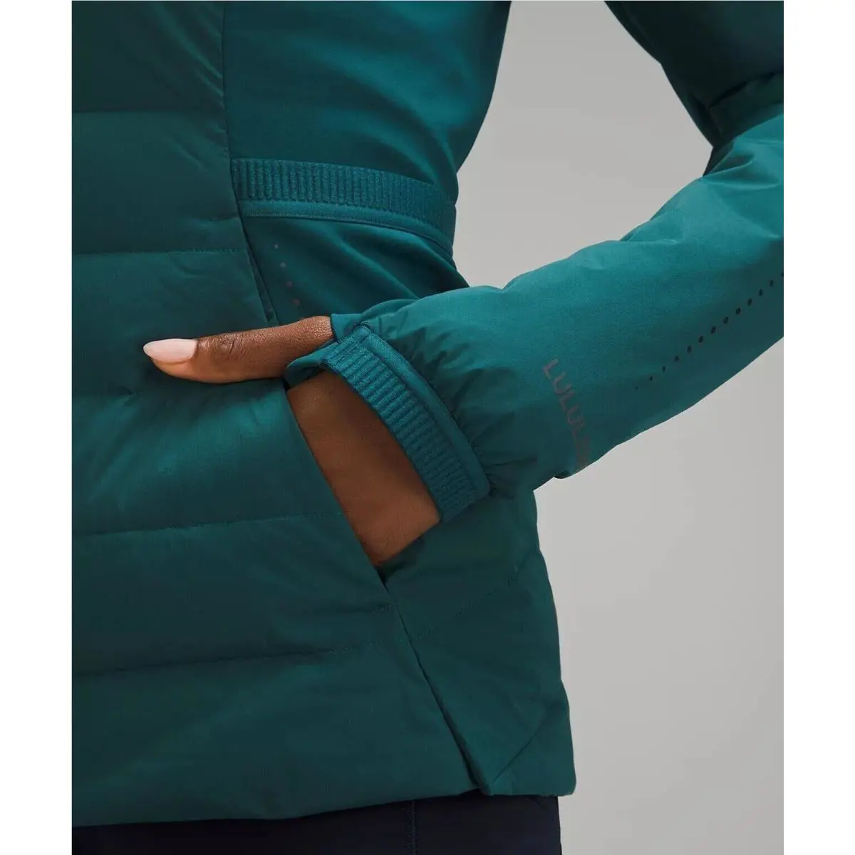 Lululemon clothing - Down for It All Jacket in Storm Teal - Green 3