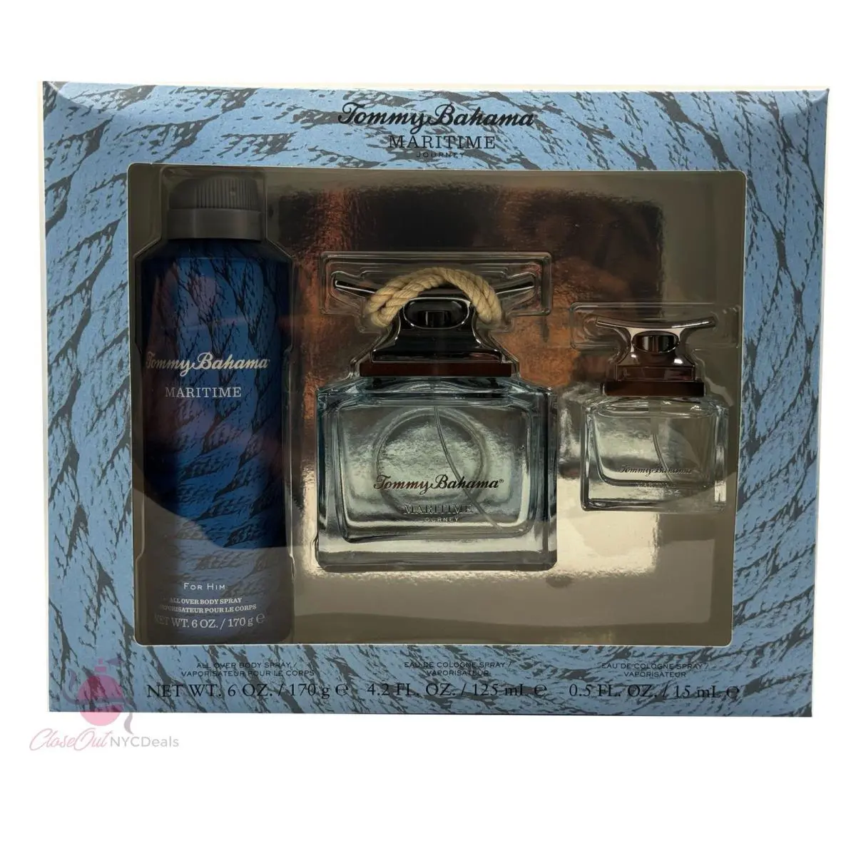 Cologne Maritime 3 PC Set-4.2oz Edc Spray +0.5 oz Edc Sp+body Spray by Tommy Bahama