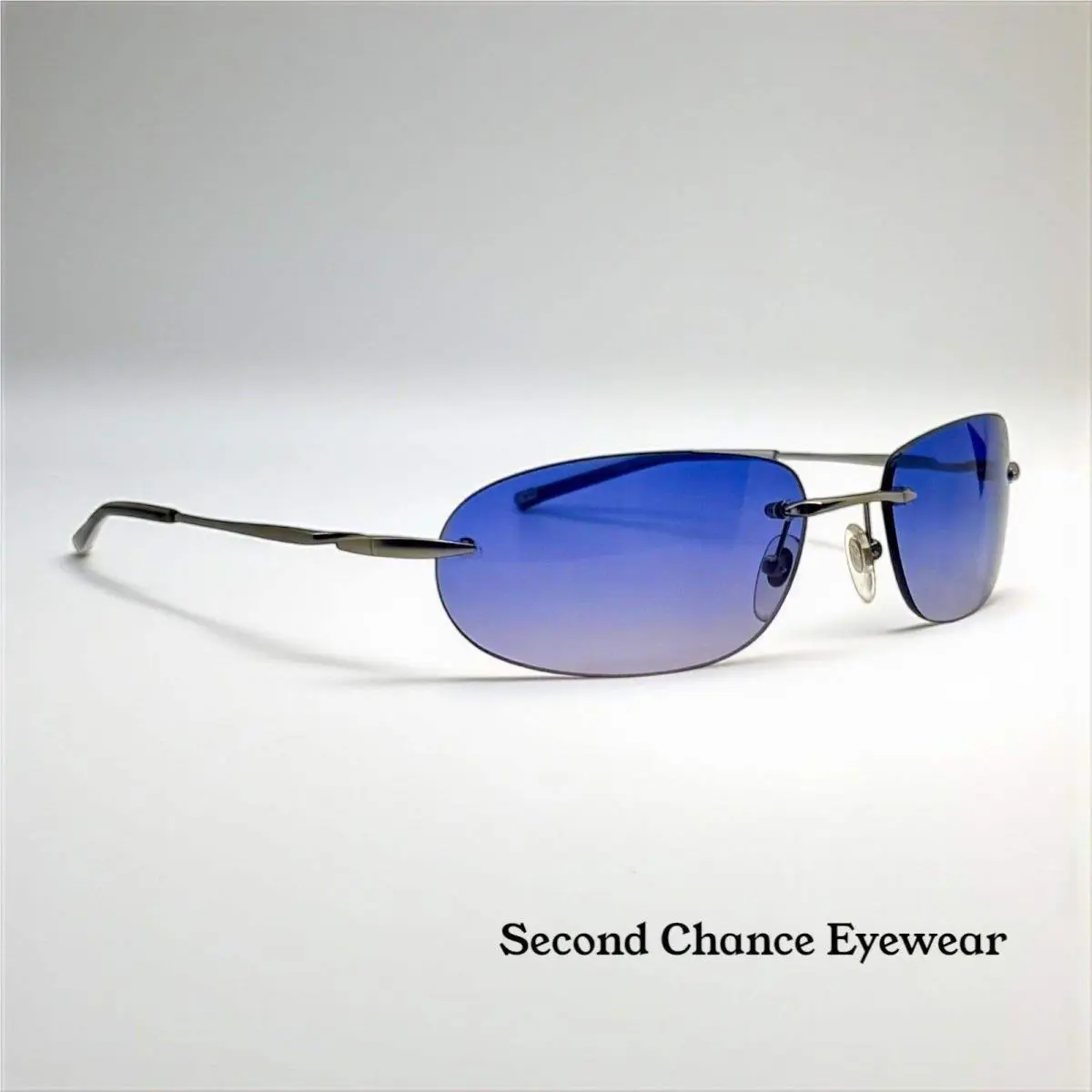 Tommy Bahama Tb7 Sa Sunglasses Rimless Shield Matte Silver Purple Y2K Deadstock