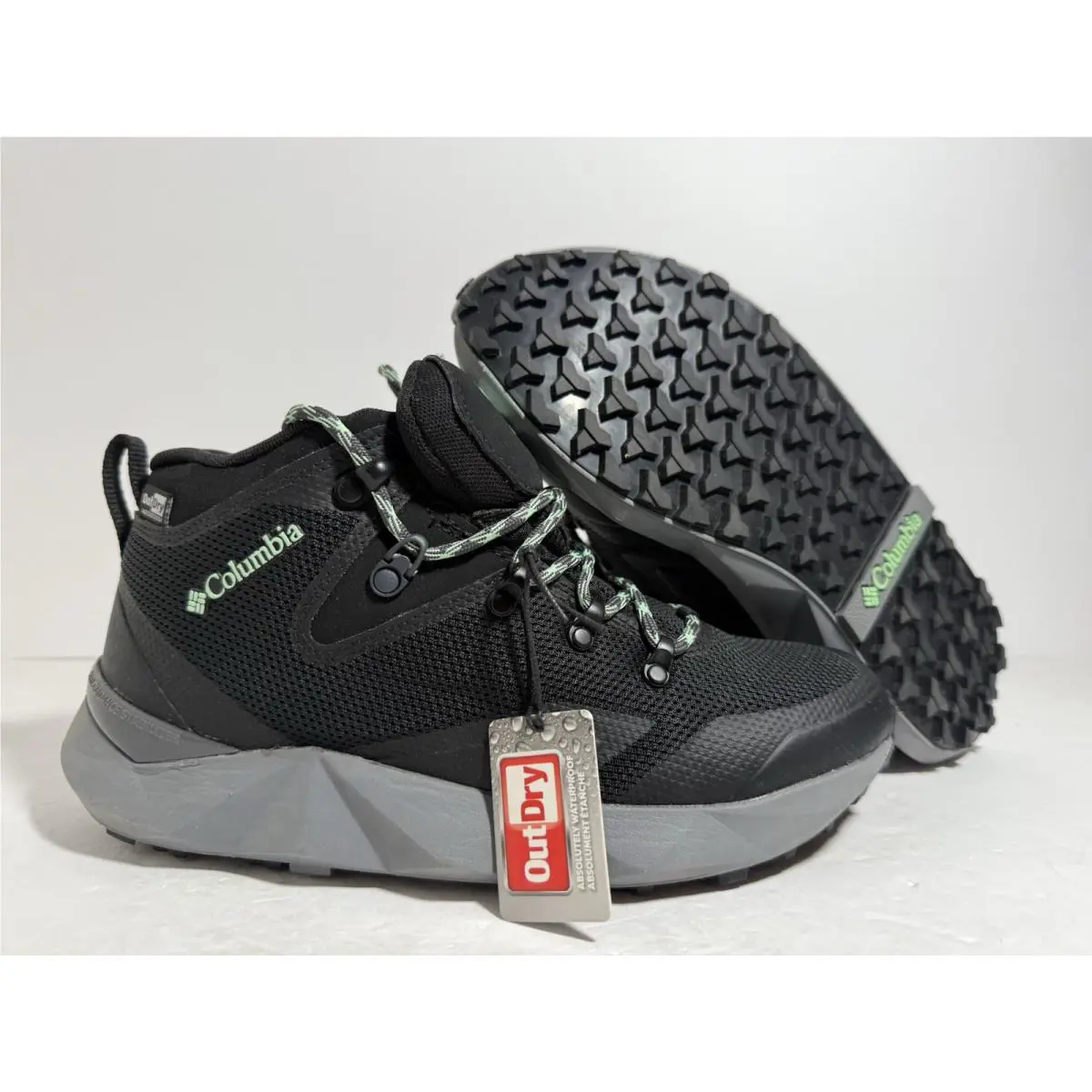 Columbia Facet 60 Outdry Black Vivid Mint Casual Lifestyle Boots Women Size 6.5
