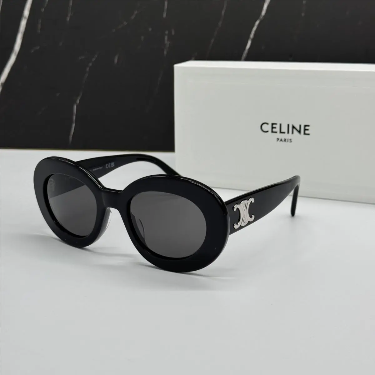 Celine CL40312U 01A Black Round Women Sunglasses Celine