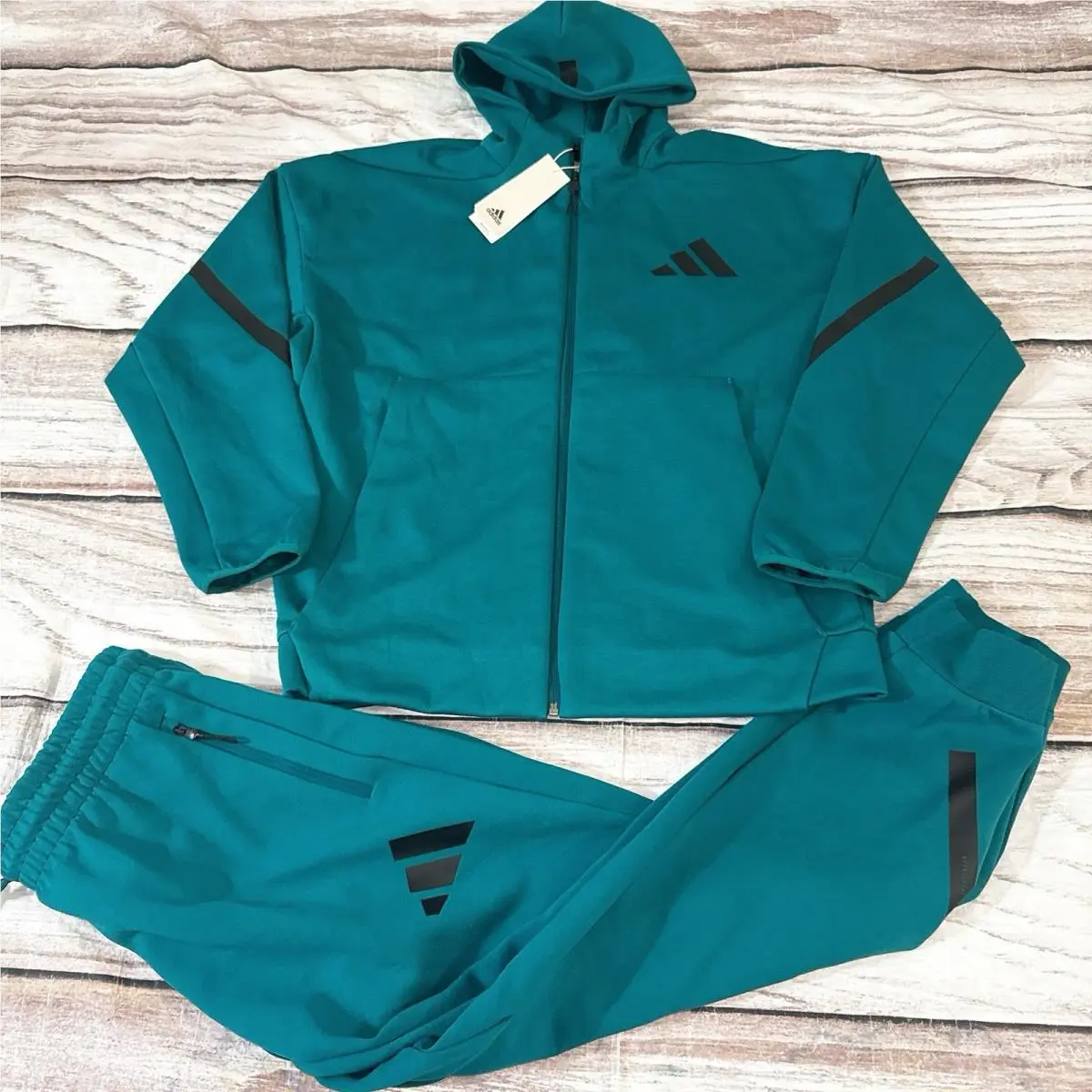 Adidas Z.n.e. 2pcs Track Hooded Jacket Pants Legacy Teal JD1369 JD1368 Men M