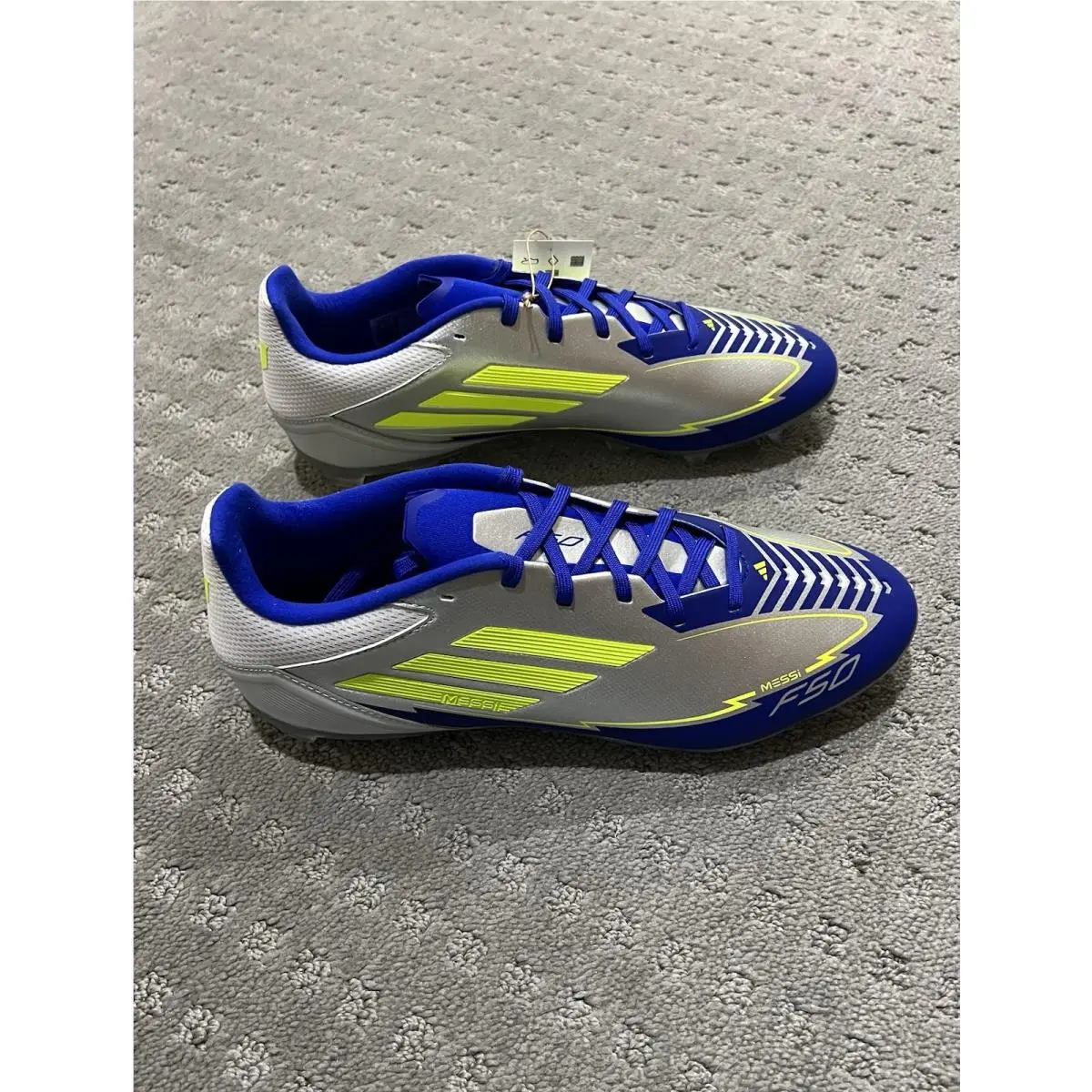 Adidas shoes - adidas F50 League Messi FirmMultiGround - IH0918 - Silver, Blue, Yellow (UPC: 197614948160) 9
