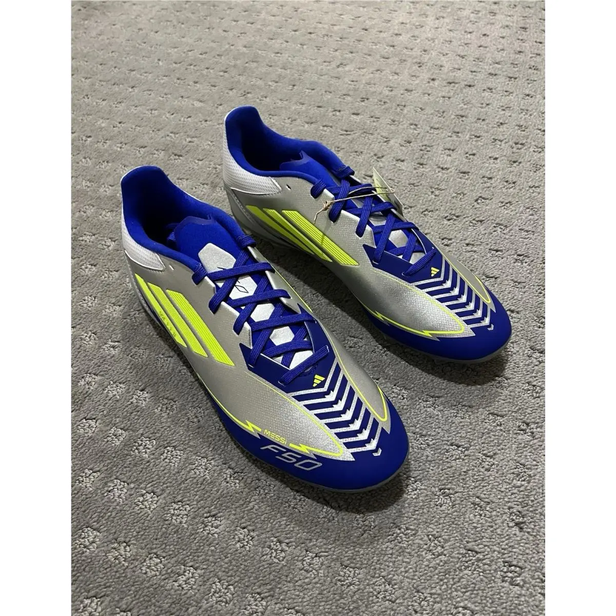 Adidas shoes - adidas F50 League Messi FirmMultiGround - IH0918 - Silver, Blue, Yellow (UPC: 197614948160) 4
