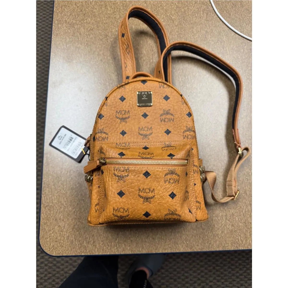 Mcm Stark Side Studs Backpack In Visetos Brown Size Medium
