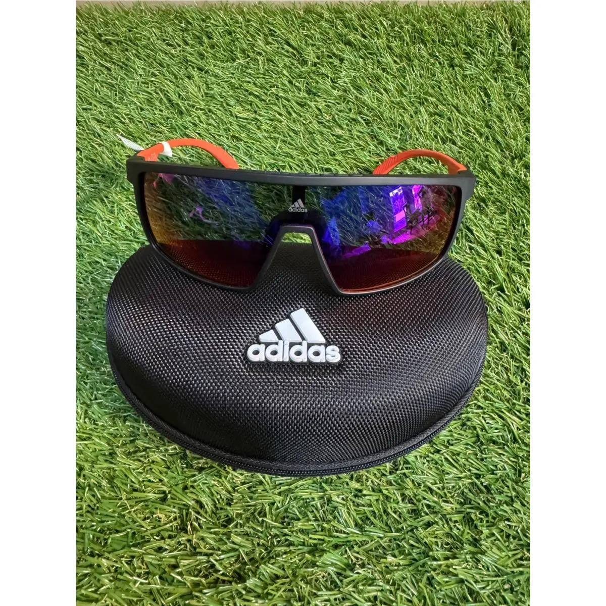 Adidas Athletic Sport Sunglasses SP0057 02Z Prfm UV Shield Red Black Mirrored
