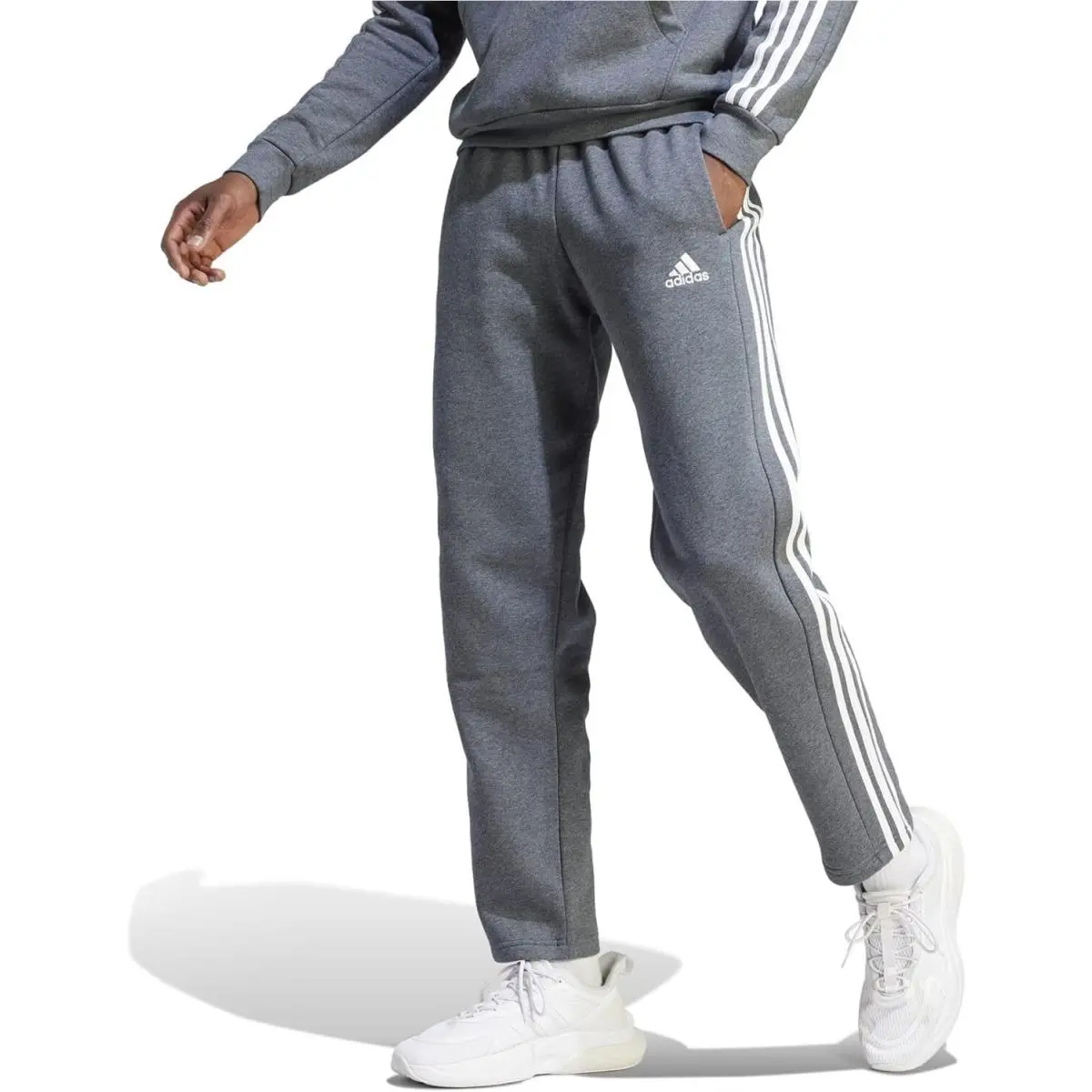 Adidas Men`s Essentials Fleece Open Hem 3X-Large Tall Dark Grey Heather