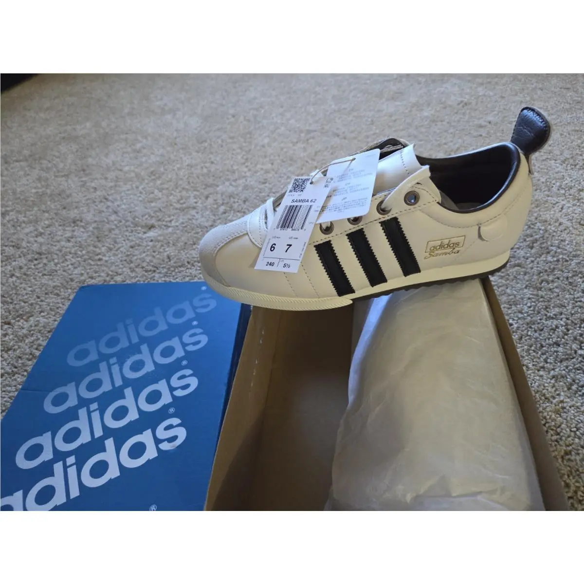 Adidas White Samba 62 Originals Cloud White Black JQ5104 Womens Size 7