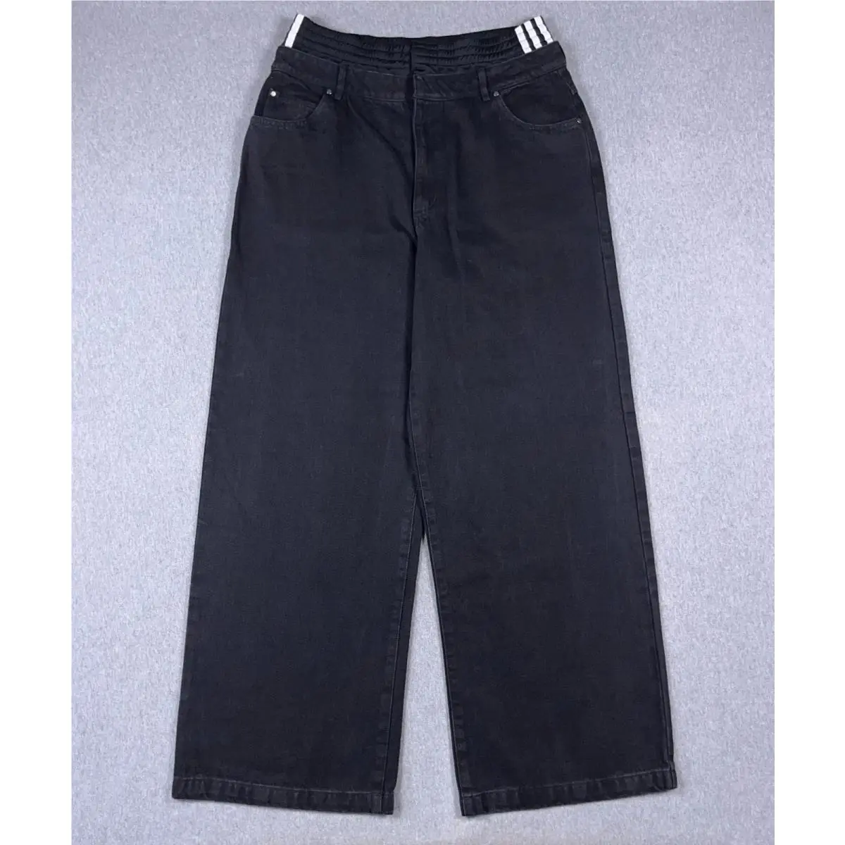 Adidas Kseniaschnaider Denim Boxer Pant Womens 34x32 Black Wide Leg
