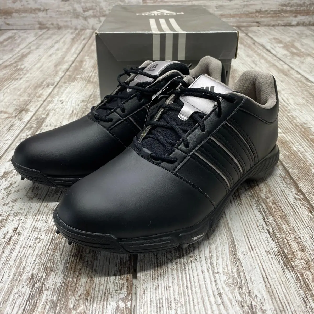 Adidas Golf Lite 816187 Unisex Size 8.5M Lace Up Black Golf Shoes 1204