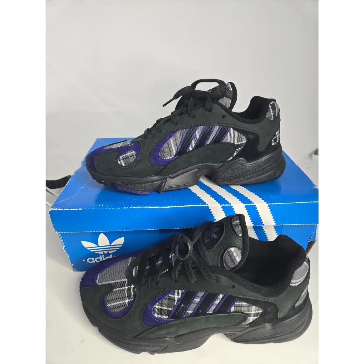 Adidas Yung-1 `purple Plaid` Woman Shoes EF3965 Size 7