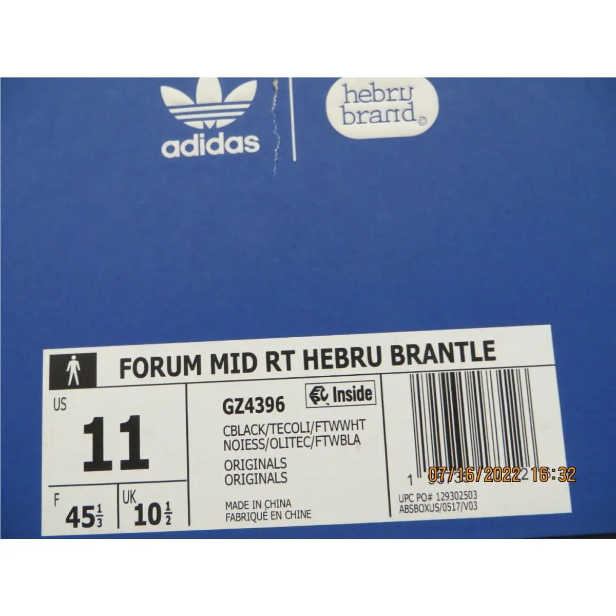 Adidas Forum Mid RT Hebru Brantley GZ4396 Size 11