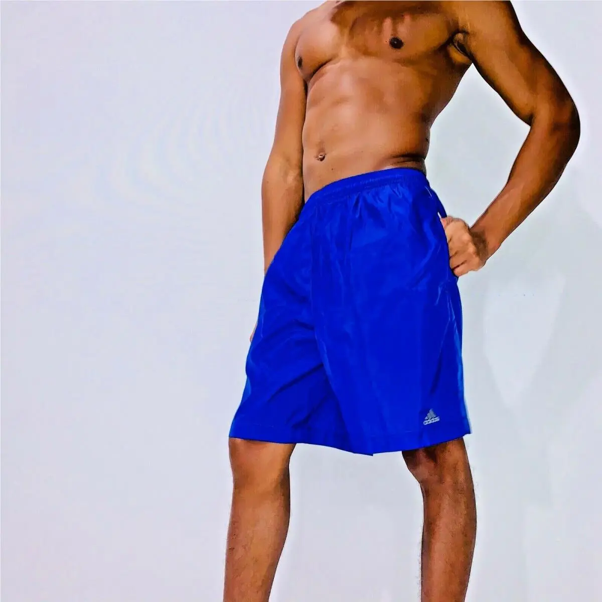 Adidas 90s Rare Pattern Vintage Soccer Shorts Glanz Satin Nylon Silky Blue S