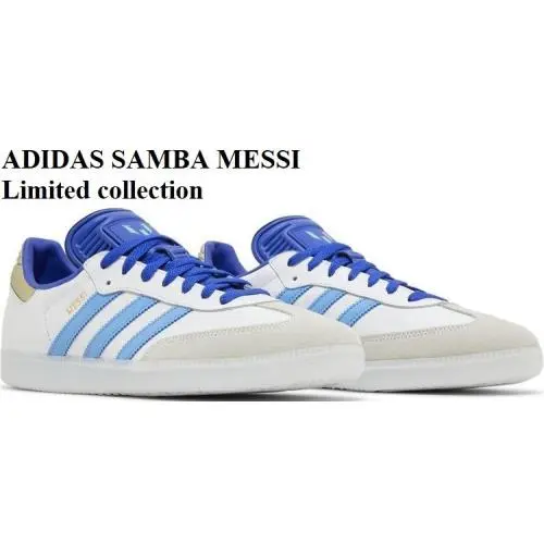 Adidas Samba Messi Indoor Spark GEN10S Trainers Men Shoes White/blue Size 12