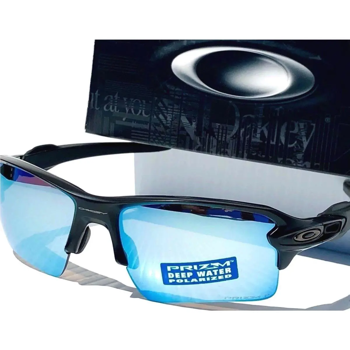Oakley Flak 2.0 Matte Black Polarized Deep Water H2O Lens Sunglass 9188-58 - Frame: Black, Lens: Blue