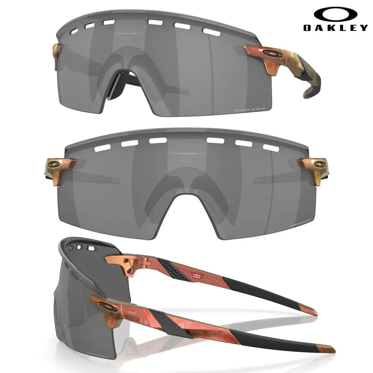 Encoder Strike Vented Sunglasses- Matte Red Gold Colorshift/prizm Black by Oakley