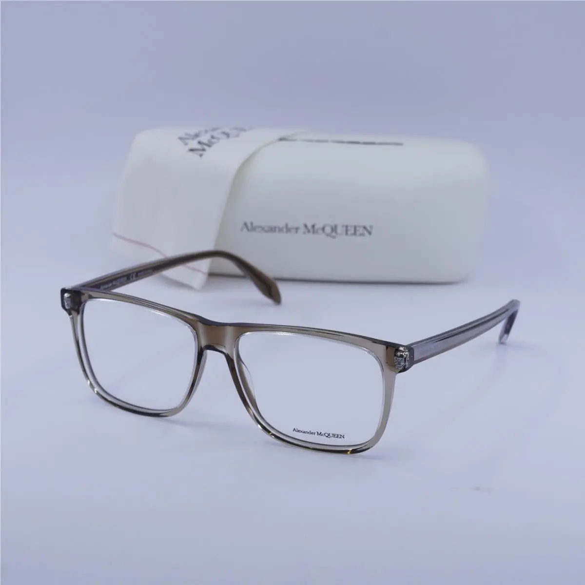 Alexander Mcqueen AM0247O 002 Transparent Brown 56mm Eyeglasses by Alexander McQueen