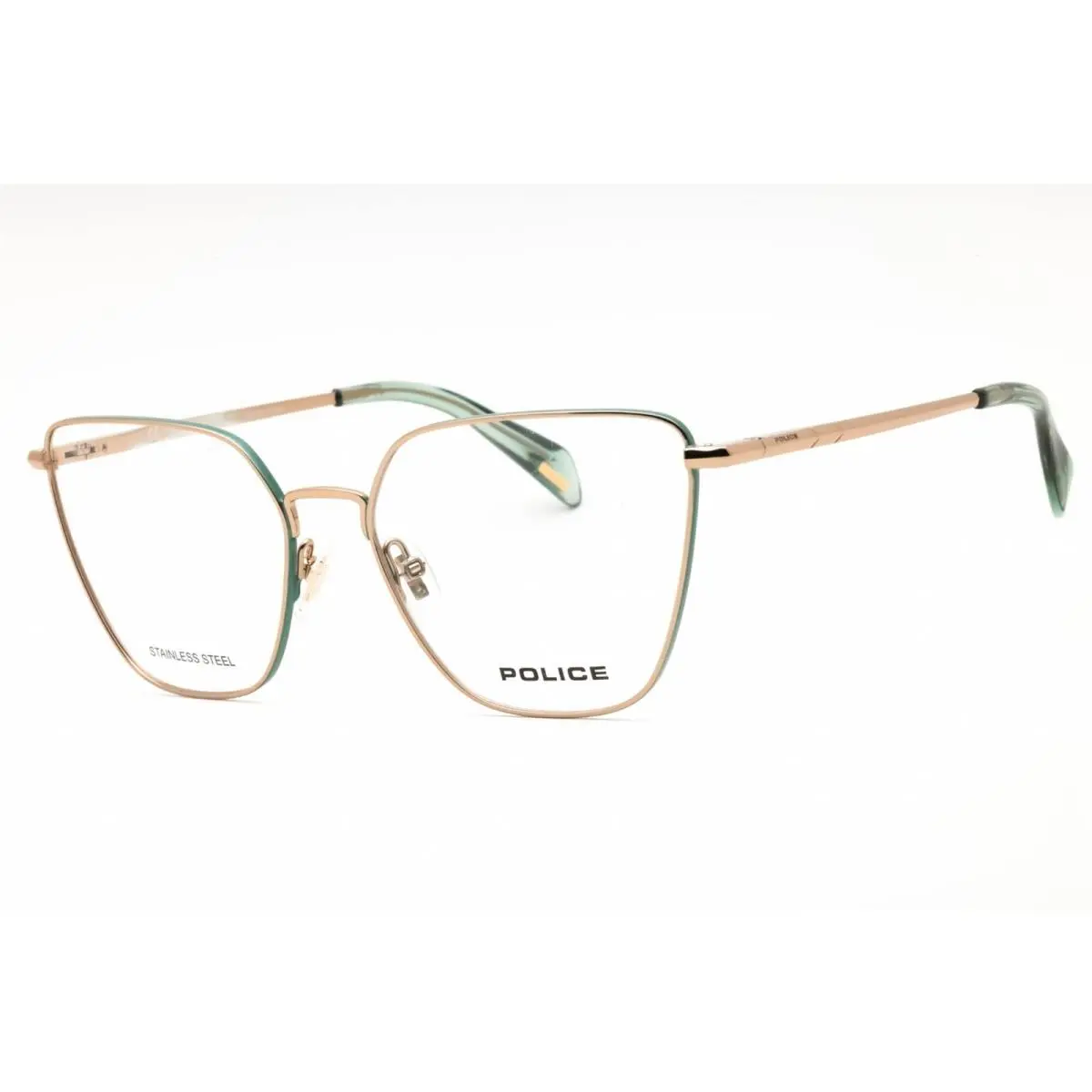 Police Women`s Eyeglasses Shiny Copper Gold with Coloured Parts VPLL30M 02AM