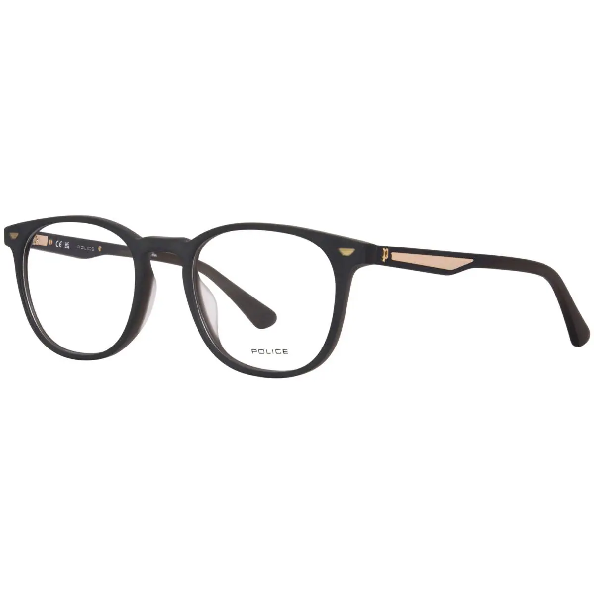 Police Groove-2 VPLF02 06BL Eyeglasses Frame Men`s Dark Grey/grey Full Rim 50mm - Frame: Gray