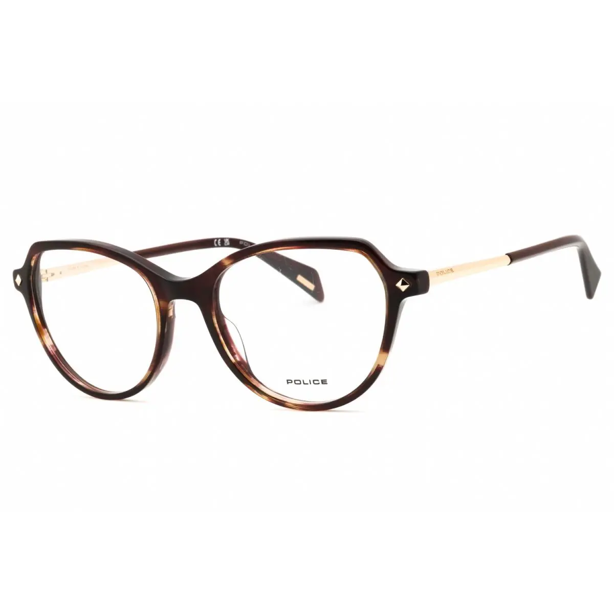 Police VPLM07 0AG9 Eyeglasses Transparent Brown Frame 52mm