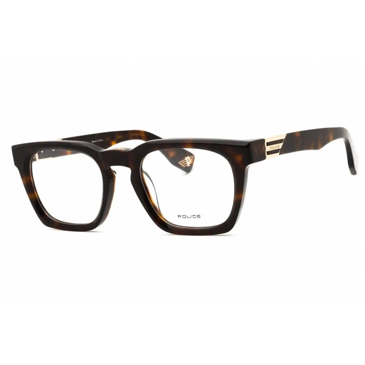 Police Men`s Eyeglasses Shiny Havana Acetate Full Rim Rectangular VPLN64 0706