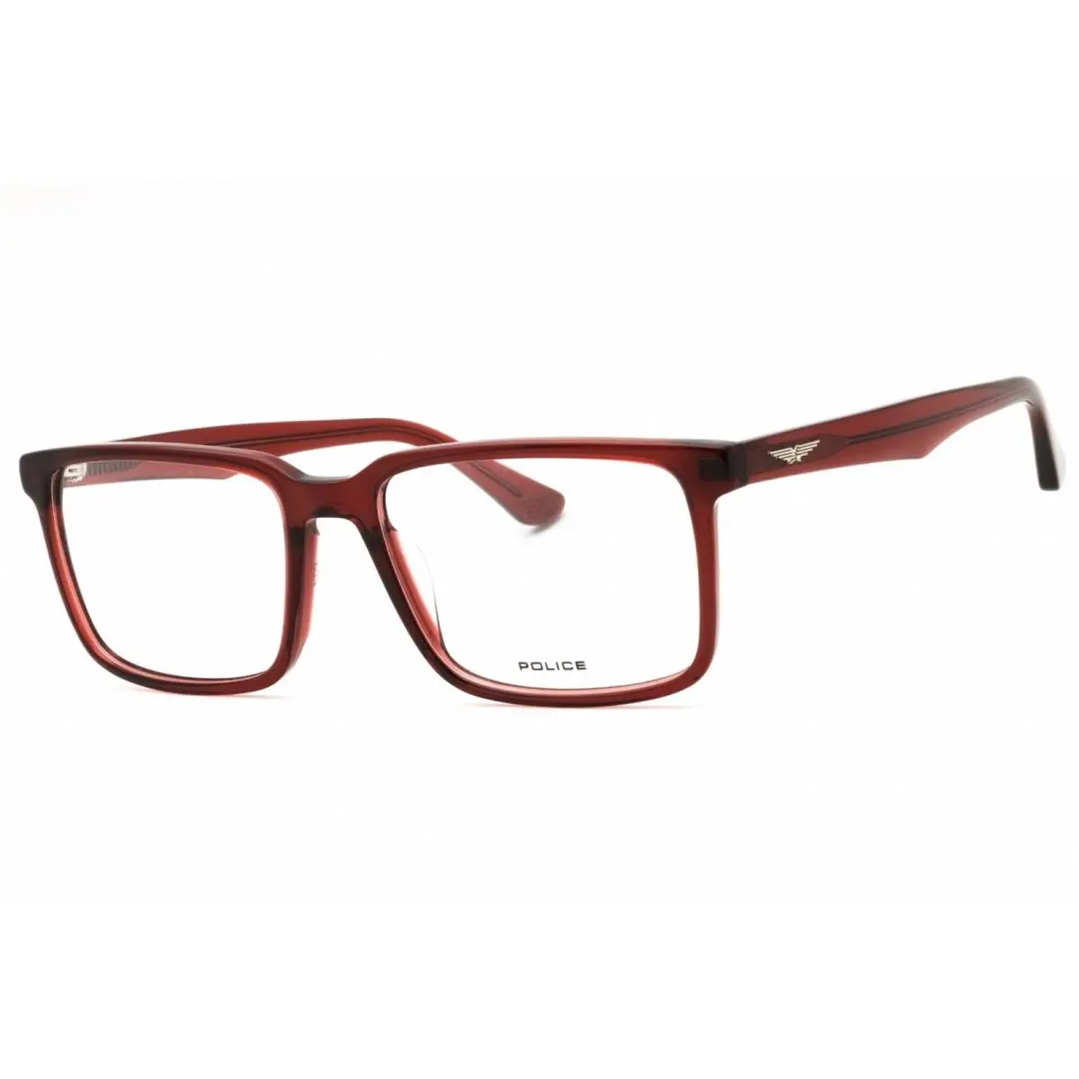 Police Men`s Eyeglasses Transparent Burgundy Full Rim Rectangular VPLN17 0V64