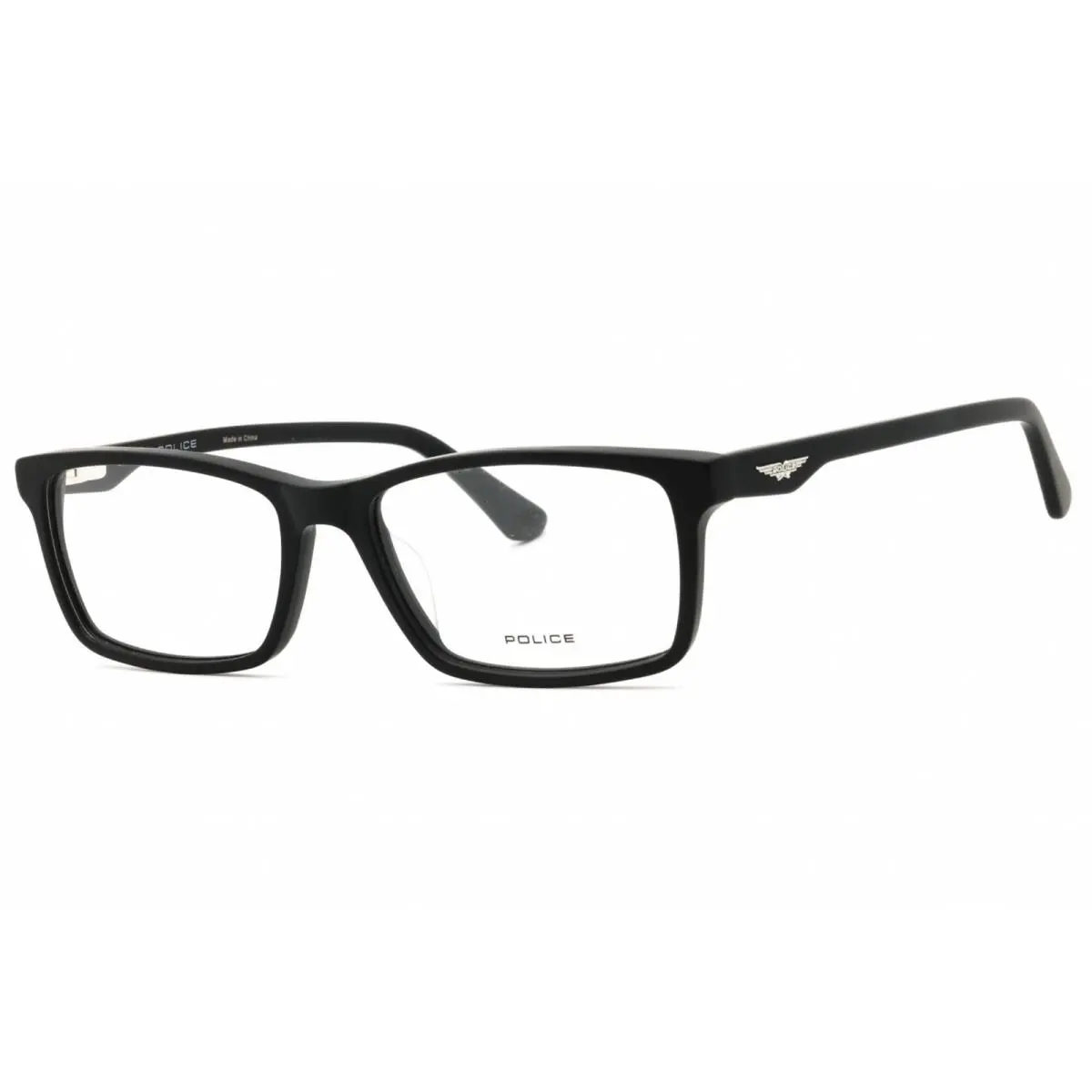 Police Men`s Eyeglasses Matte Black Acetate Full Rim Rectangular VPLN82 0703