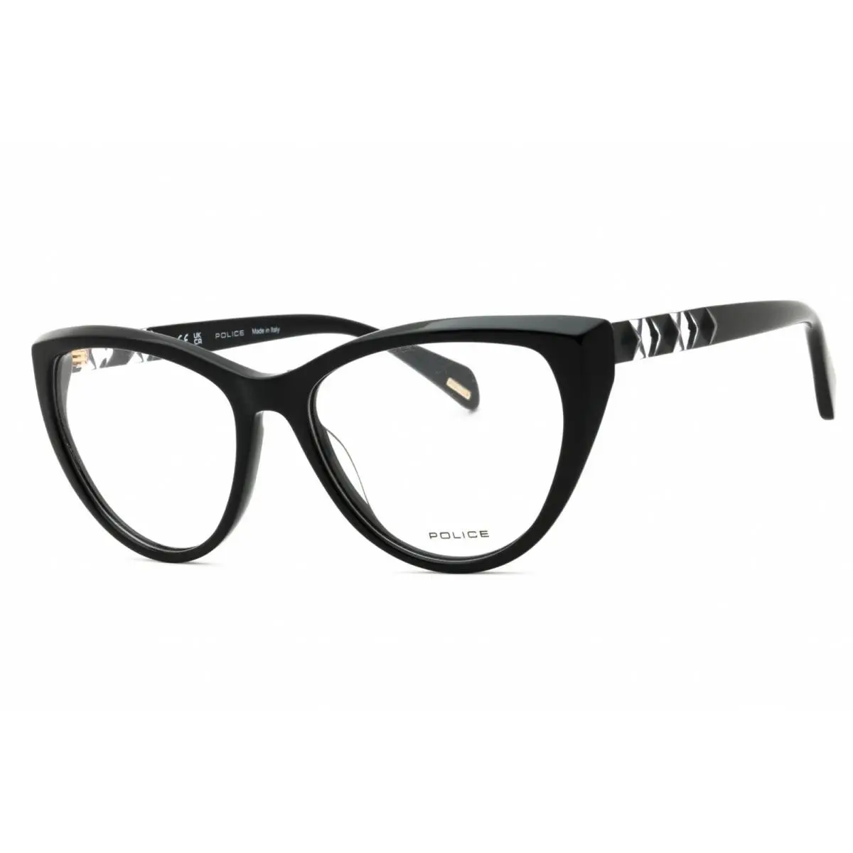 Police Women`s Eyeglasses Shiny Black Full Rim Cat Eye Shape Frame VPLL31M 0700