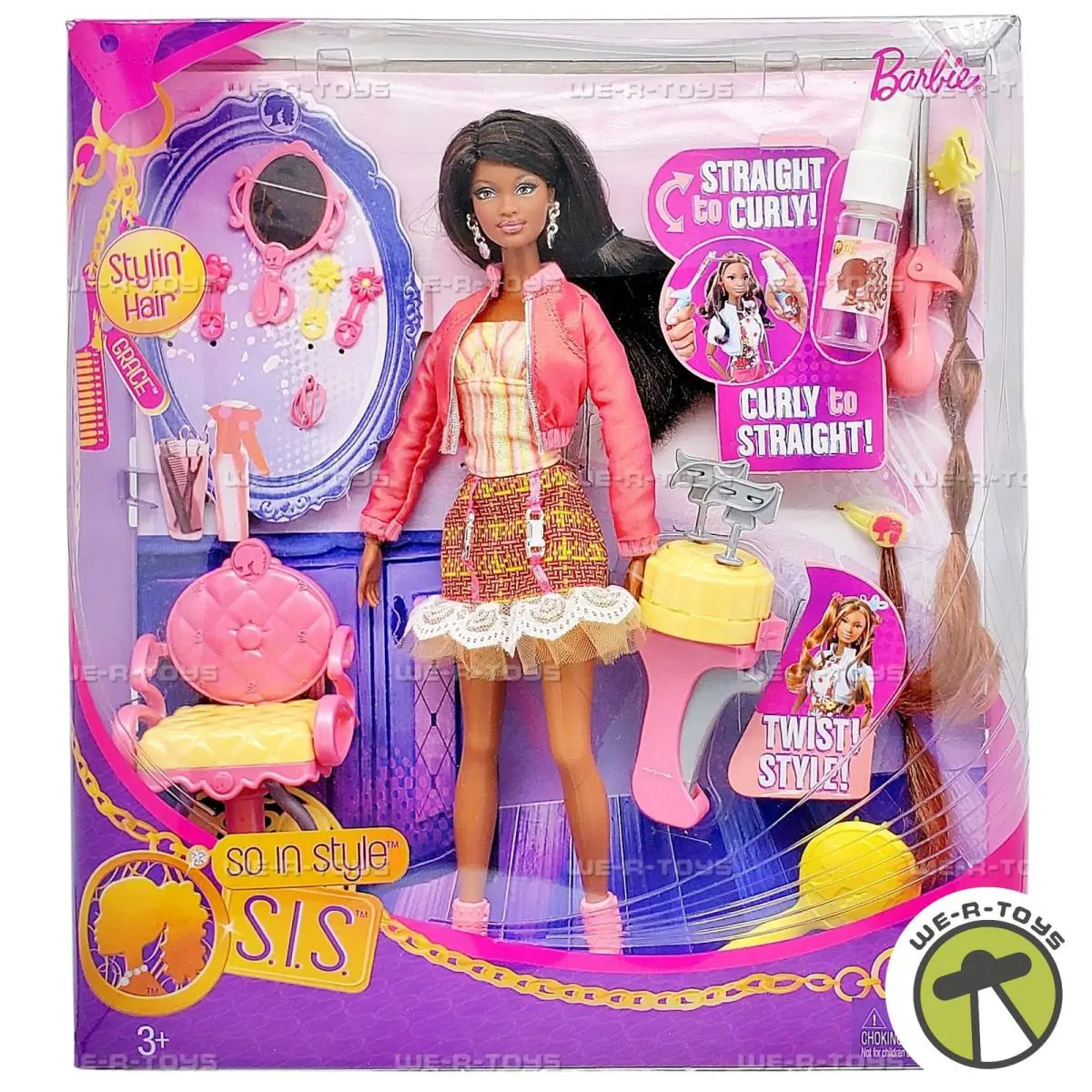 Mattel Barbie So In Style S.i.s. Stylin` Hair Grace Doll - Rare