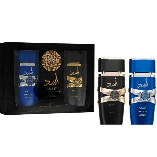 Lattafa Asad 2 Piece Gift Set Edp 3.4 Fl Oz + Asad Zanzibar Edp 3.4 Fl Oz