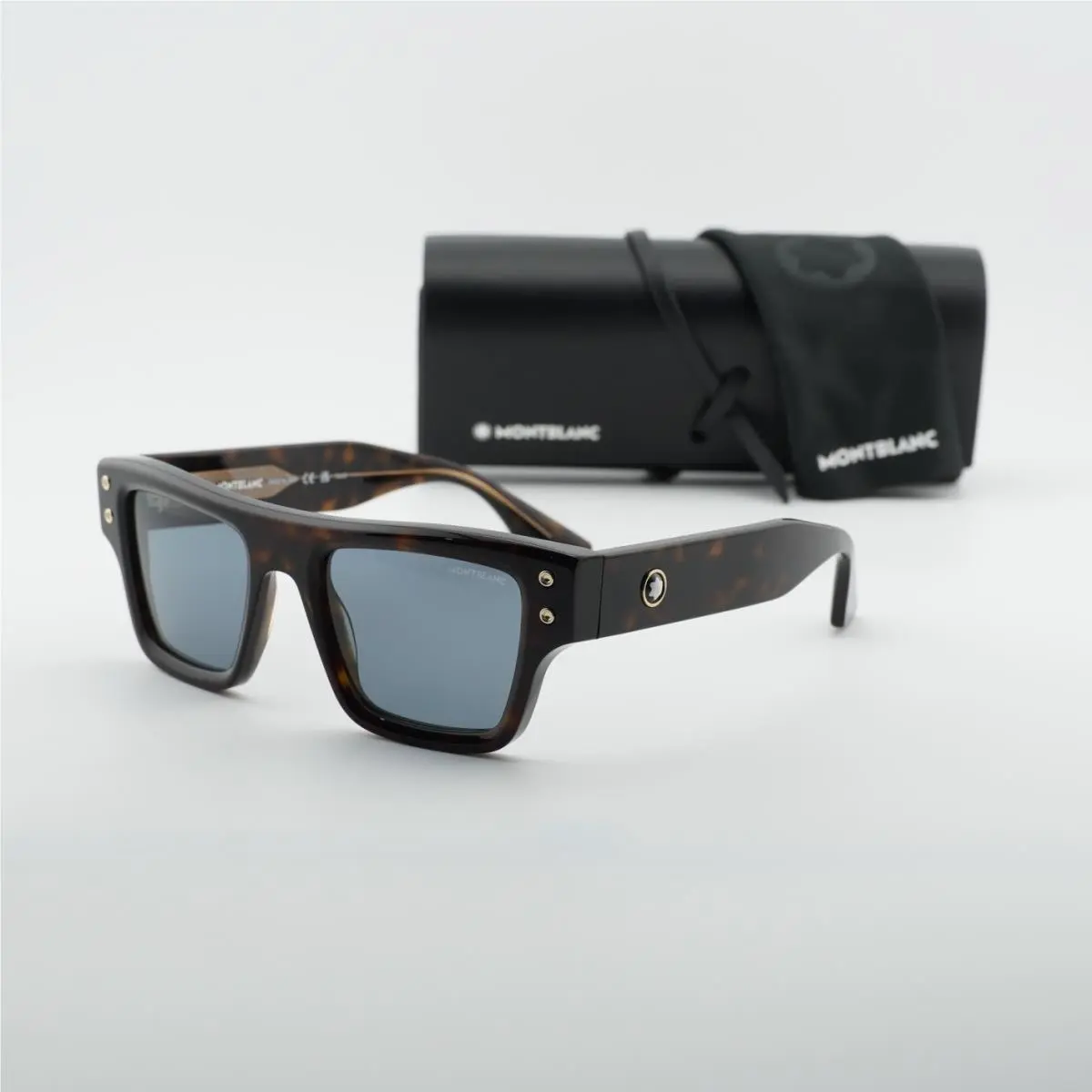 Montblanc MB0253S 002 Dark Havana/blue 52-21-145 Sunglasses