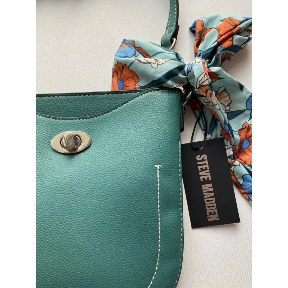 Steve Madden Bmaxxyy Cross-body Handbag Purse Teal/silver Links Hardware